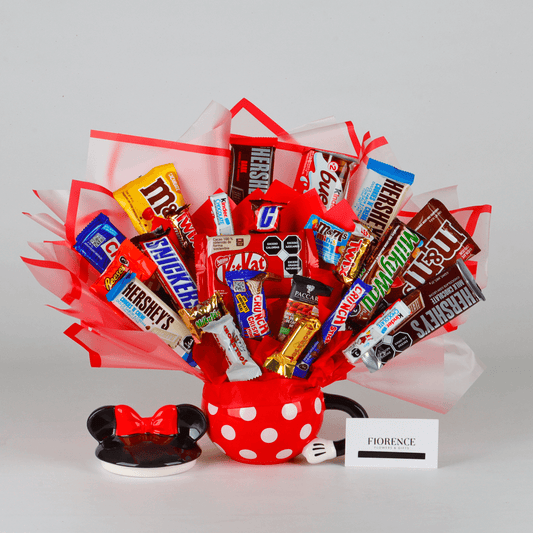 Candy Bouquet of Chocolates in Minnie Mouse Mug with Lid
