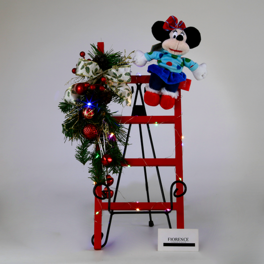 Christmas Ladder with Mickey or Minnie Plush Decoration