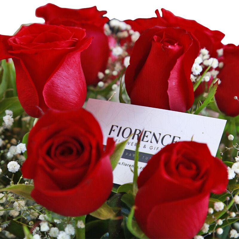 Special Arrangement with 50 roses and Gypsophila