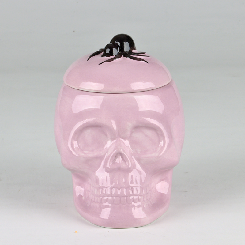 Halloween Ceramic Skull Candy Jar Ornament