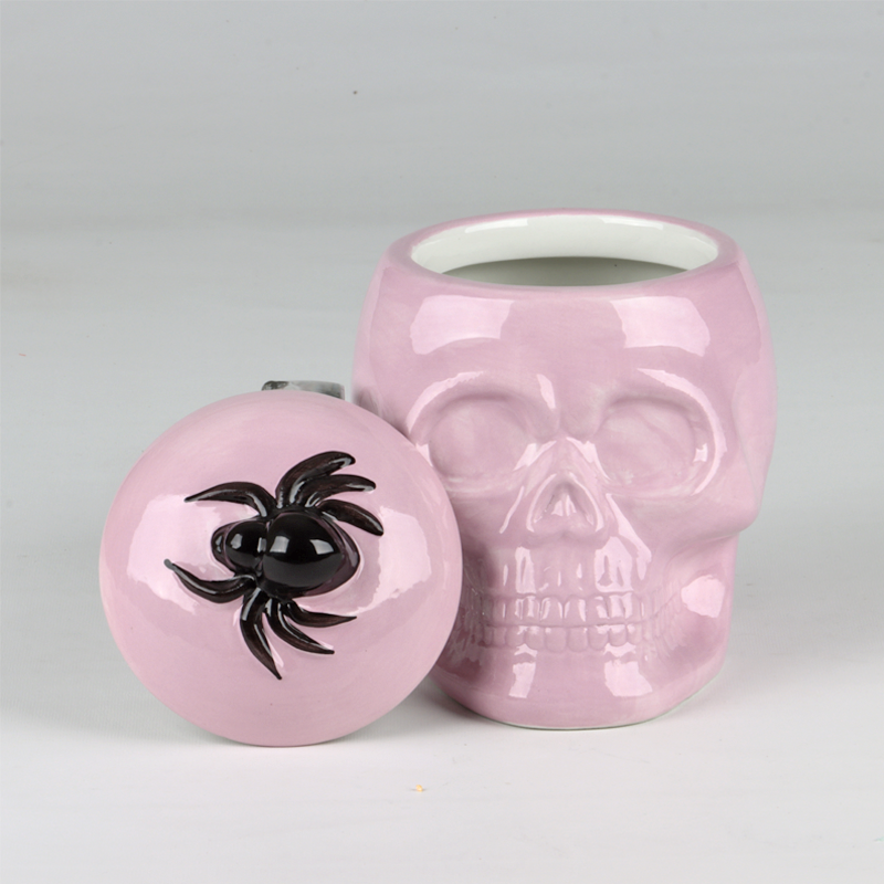 Halloween Ceramic Skull Candy Jar Ornament