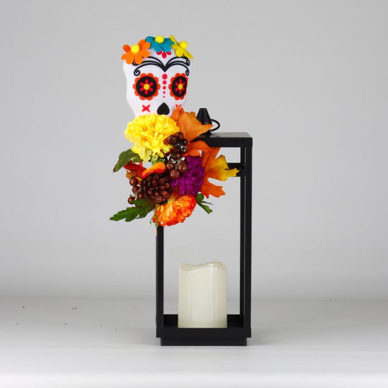 Autumn Glow Lantern with Sugar Skull