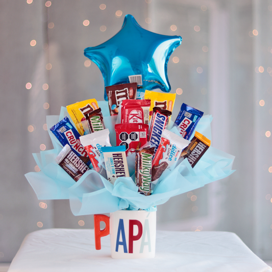 Candy Bouquet in Mugs Delight Collection (Love, Papá, Relax and Coffee) - Giftbaskets México
