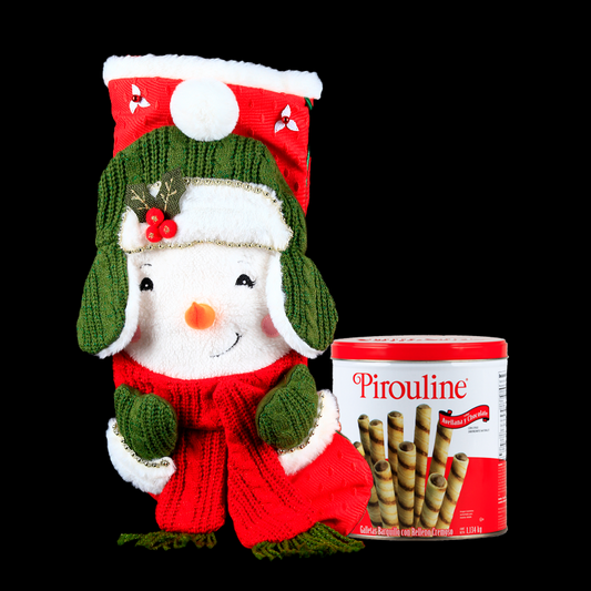Christmas Stocking Gift with Snowman in Hat and Gourmet Cookies - Giftbaskets México