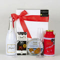 Gift with Sparkling White Wine and Chocolates