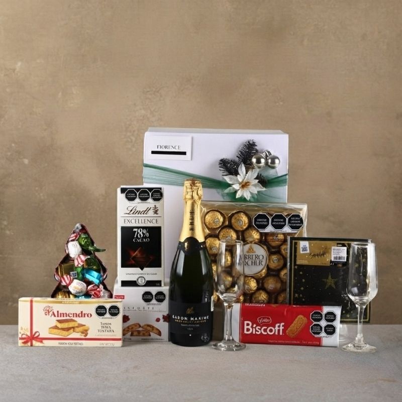Sweet Gourmet Christmas Gift with Baron Maxime Brut Gold French Sparkling White Wine