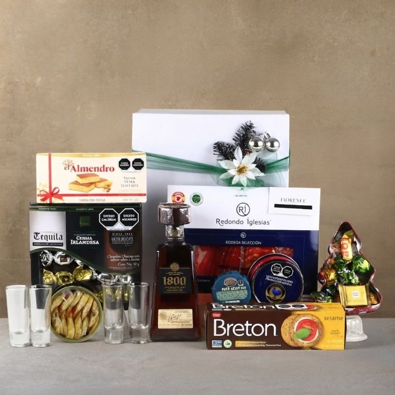Tequila 1800 Añejo Deluxe Christmas Gift Box – Charcuterie, Cheese & Chocolate Truffles-1