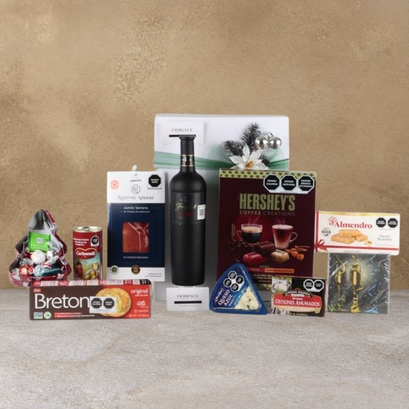 Christmas Gourmet Box for Him: Freixenet Red Wine, Serrano Ham, Cheese and Coffee Chocolates-1