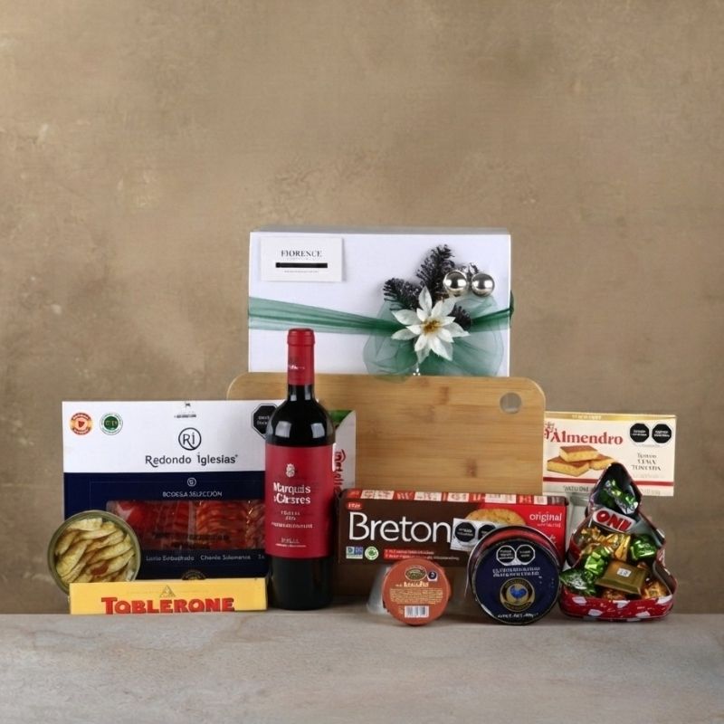 Christmas Gourmet Gift: "Rioja" – Marqués de Cáceres and Bamboo Board-1