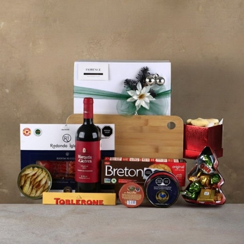 Christmas Gourmet Gift: "Rioja" – Marqués de Cáceres and Bamboo Board-2