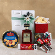 Christmas Gift with Italian Liqueur Amaretto Disaronno and Cookies