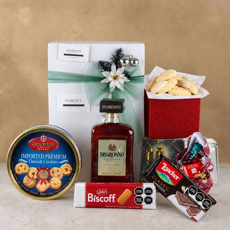 Christmas Gift with Italian Liqueur Amaretto Disaronno and Cookies-1