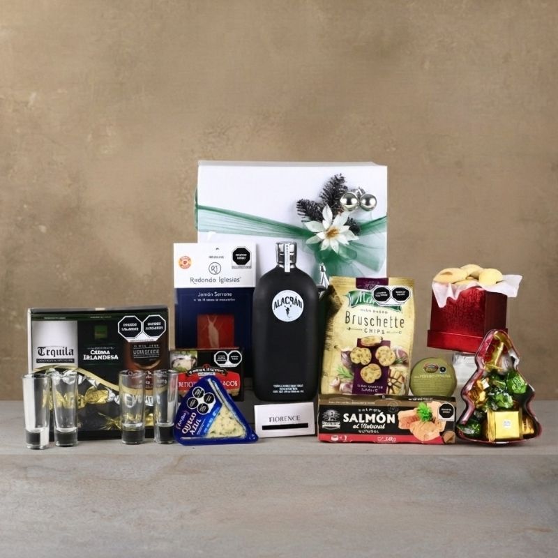 Alacrán Deluxe Christmas Gift Box – Tequila, Serrano Ham, Blue Cheese, Salmon, and Bruschetta-1