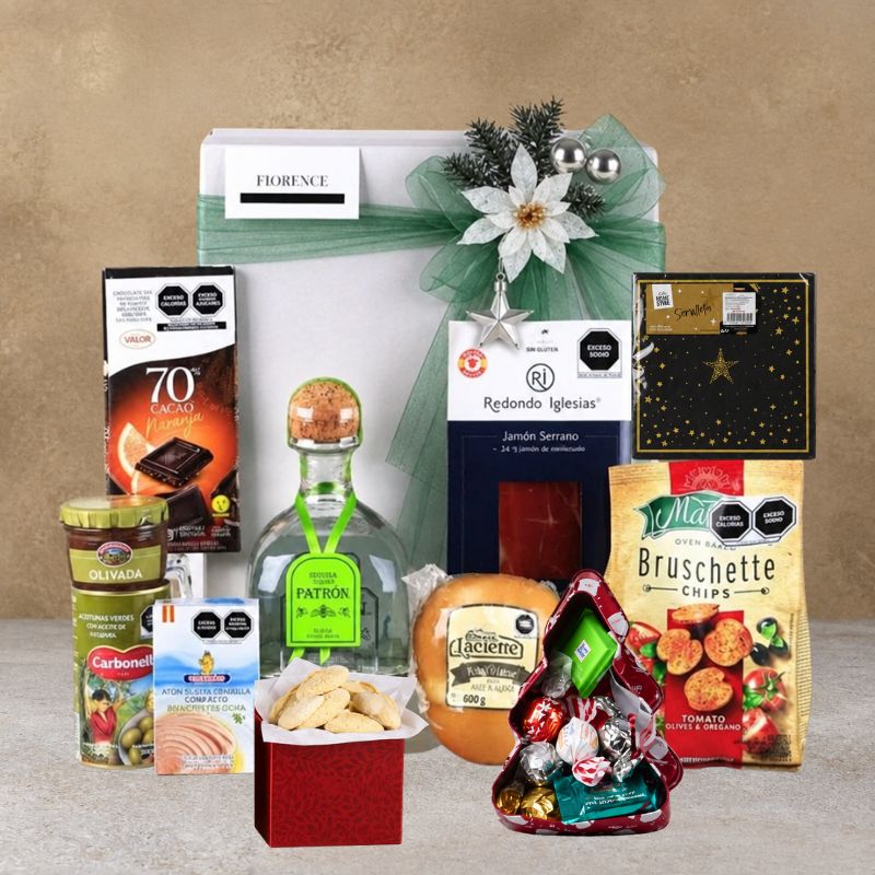 Christmas Gourmet Box with Patrón Silver Tequila and Premium Snacks-1