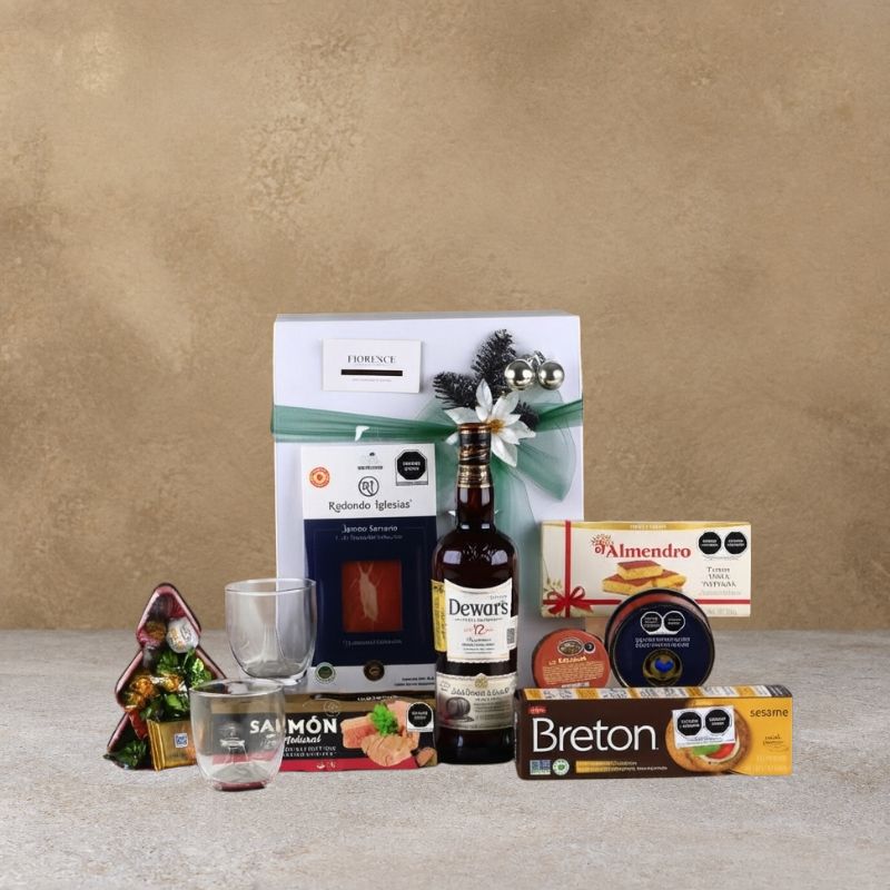 Dewar's 12 Christmas Gift Box | Serrano Ham & Gourmet Snacks-2