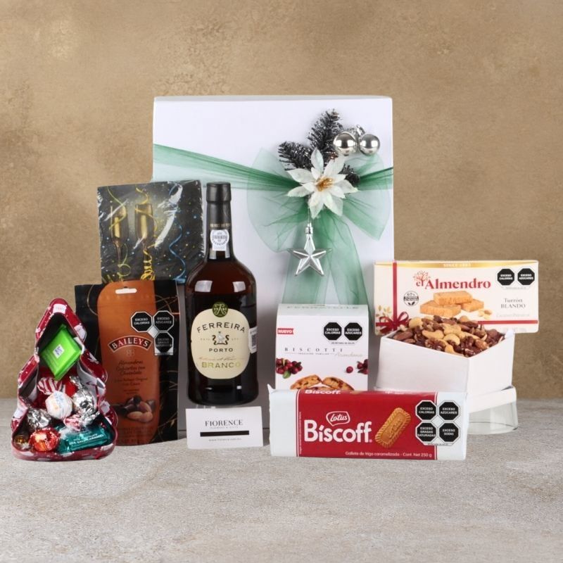 Premium Christmas Gift: Ferreira Porto Wine with Chocolates and Gourmet Cookies