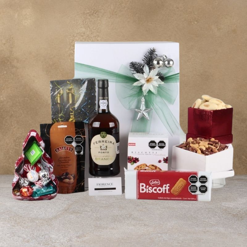 Premium Christmas Gift: Ferreira Porto Wine with Chocolates and Gourmet Cookies