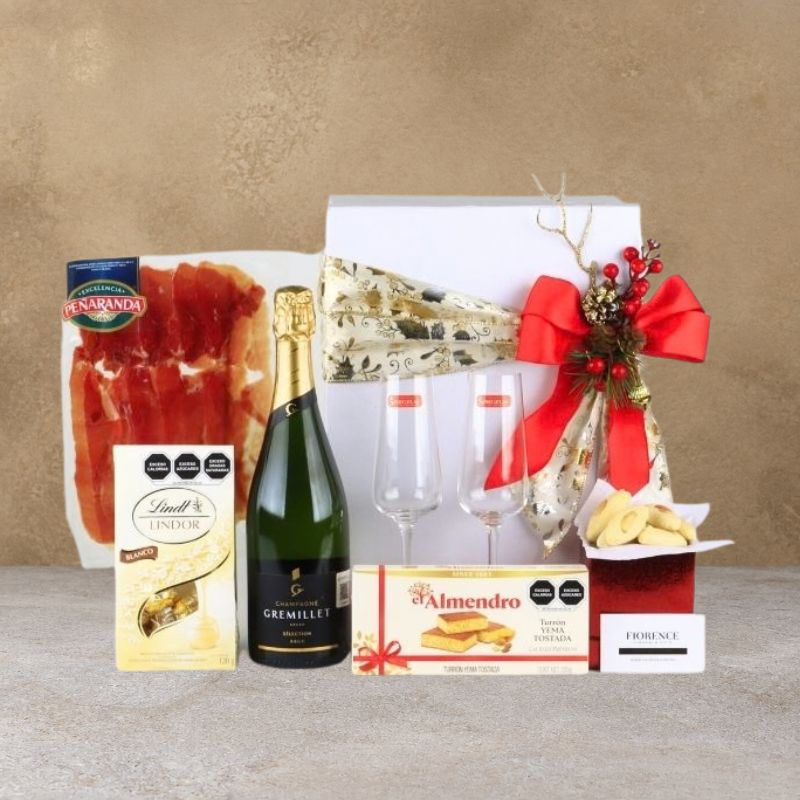 Christmas Gourmet Set "Champagne & Serrano" Luxury Gift Box: Gremillet Brut & Premium Pairing-1