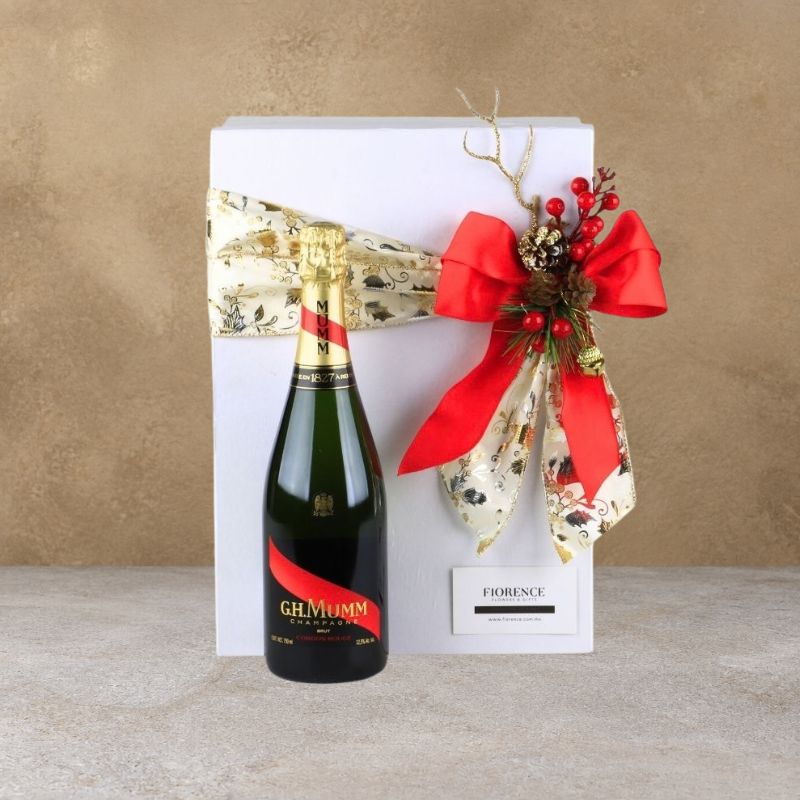 Christmas Gourmet Set "Champagne & Serrano" Luxury Gift Box: G.H. Mumm Brut & Premium Pairing-2