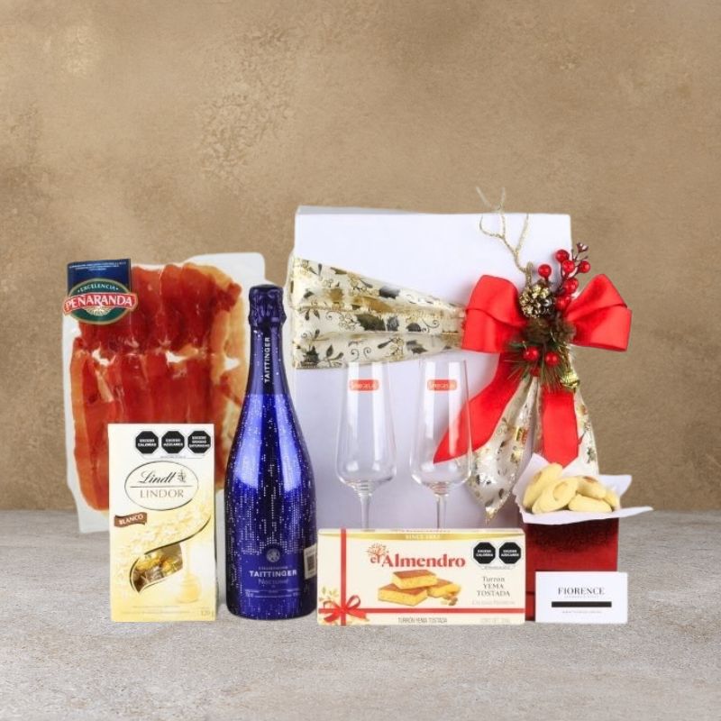 Christmas Gourmet Set "Champagne & Serrano" Luxury Gift Box: Taittinger Nocturne & Premium Pairing-1