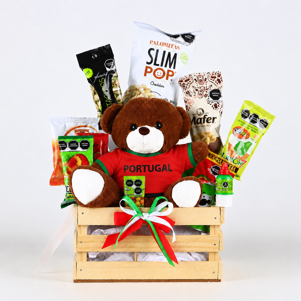 "World Cup Fan" Customizable Gift Crate: Snacks & Personalized Teddy Bear