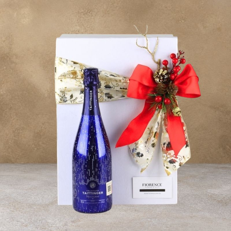 Christmas Gourmet Set "Champagne & Serrano" Luxury Gift Box: Taittinger Nocturne & Premium Pairing-2