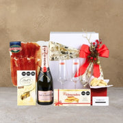 Christmas Gourmet Set "Champagne & Serrano" Luxury Gift Box: Moët & Chandon Rosé Imperial & Premium Pairing