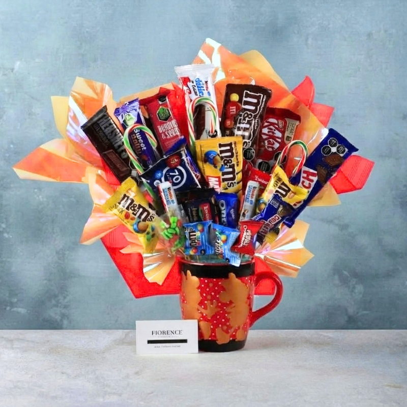 "Let It Snow" Candy Bouquet with Imported Chocolate Bars-1