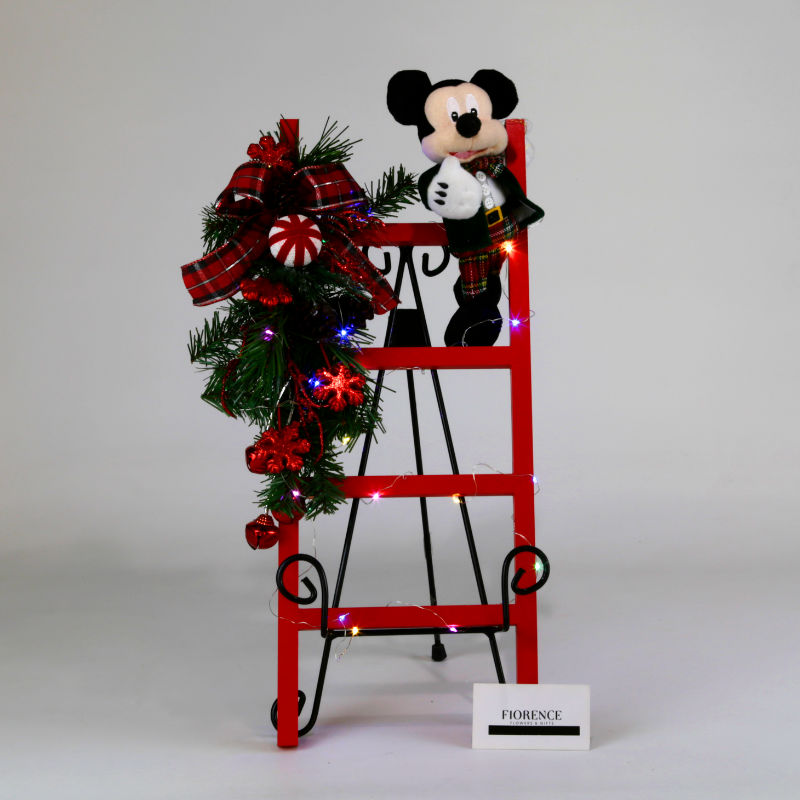 Christmas Ladder with Mickey or Minnie Plush Decoration