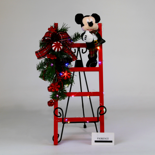 Christmas Ladder with Mickey or Minnie Plush Decoration