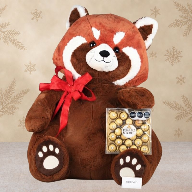 Red Panda Plush and Ferrero Rocher Chocolates