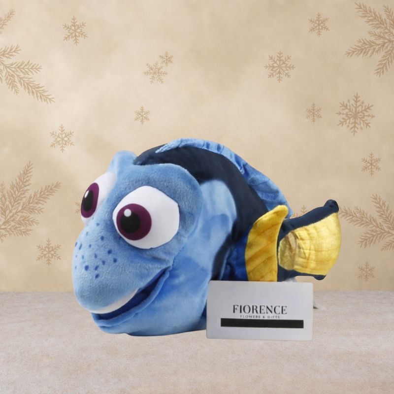 Nemo and Dory plush toys with chocolates and cookies