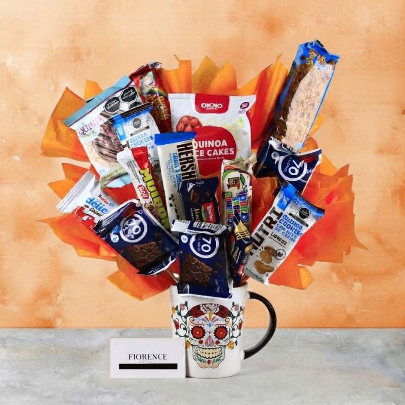 Candy Bouquet in a Sugar Skull ceramic mug.-2