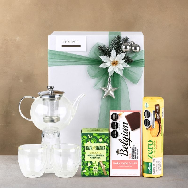 "Imperial Tea & Chocolate" Gourmet Box: Glass Teapot Set & Premium Belgian Treats