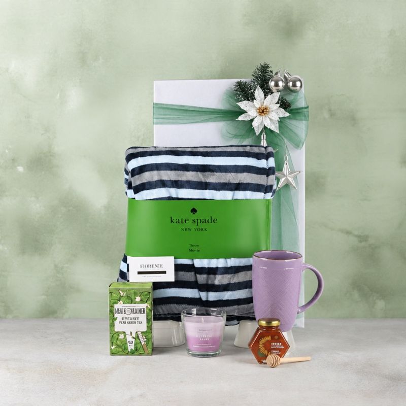 Cozy Moments Gift Set – Kate Spade Blanket, Tea and Honey