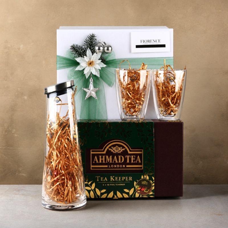 "Ahmad Tea" imported teas with Glass Pitcher and Double-Wall Glass Set by Vivo Villeroy & Boch.