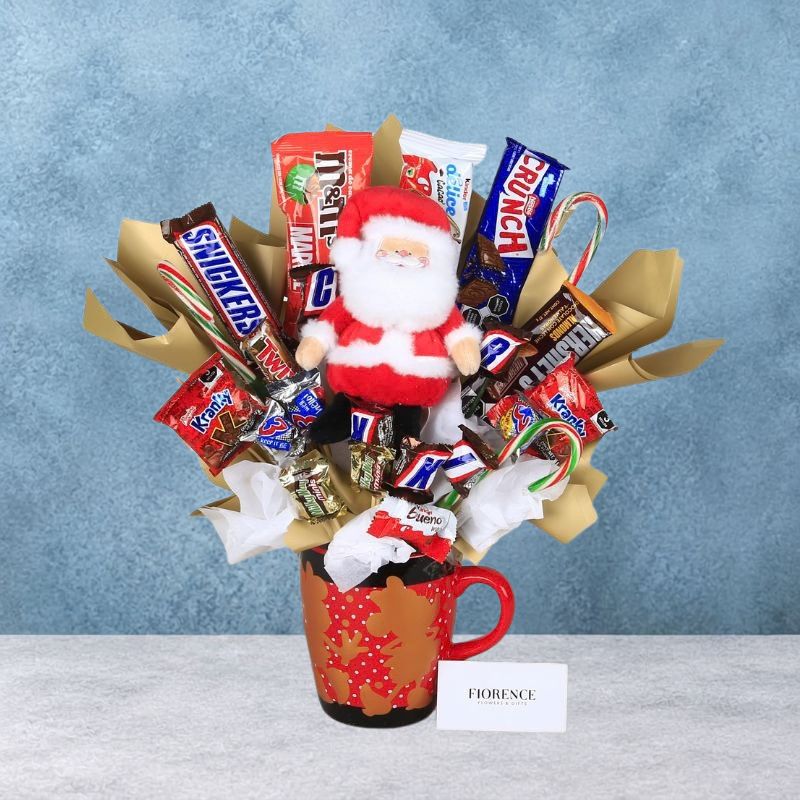 Christmas Mug Candy Bouquet with Choice of Plush Toy-1