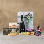 Gift Christmas Box with Freixenet Sparkling White Wine, Chocolates and Cookies
