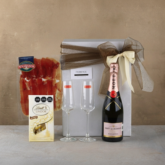 "Champagne & Serrano" Luxury Gift Box: Moët & Chandon Rosé Imperial & Premium Pairing