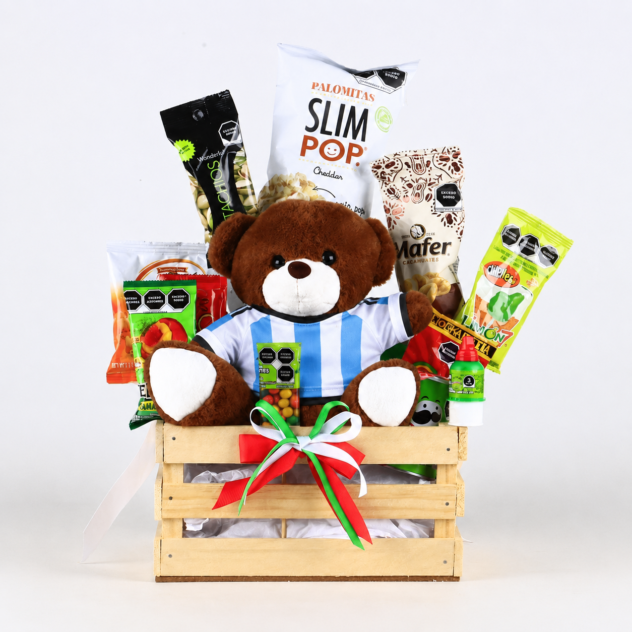 "World Cup Fan" Customizable Gift Crate: Snacks & Personalized Teddy Bear