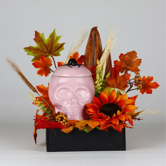Halloween Ceramic Skull Candy Jar Ornament