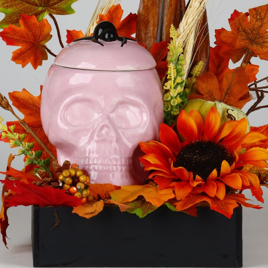 Halloween Ceramic Skull Candy Jar Ornament