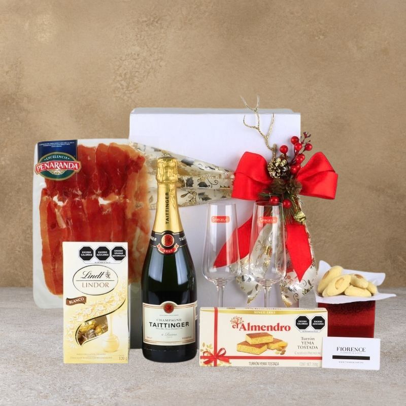Premium Christmas Gourmet Gift "Champagne & Serrano" Luxury Gift Box: Taittinger & Premium Pairing-1
