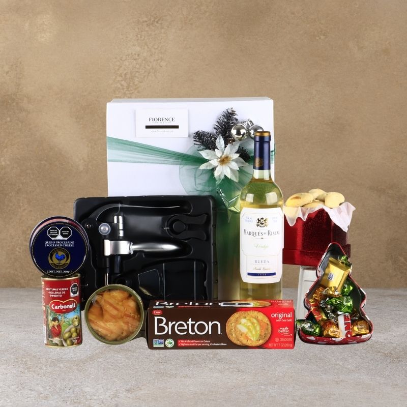 Luxury Spanish White Wine Marqués del Riscal & Gourmet Christmas Gift Set-2
