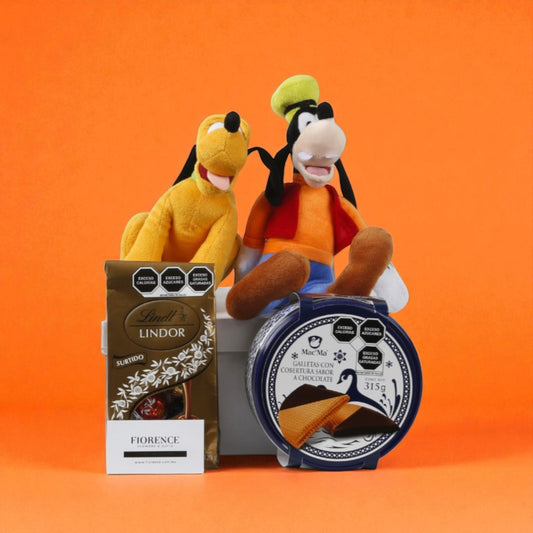 Pluto or Goofy Plush with Chocolates and Cookies