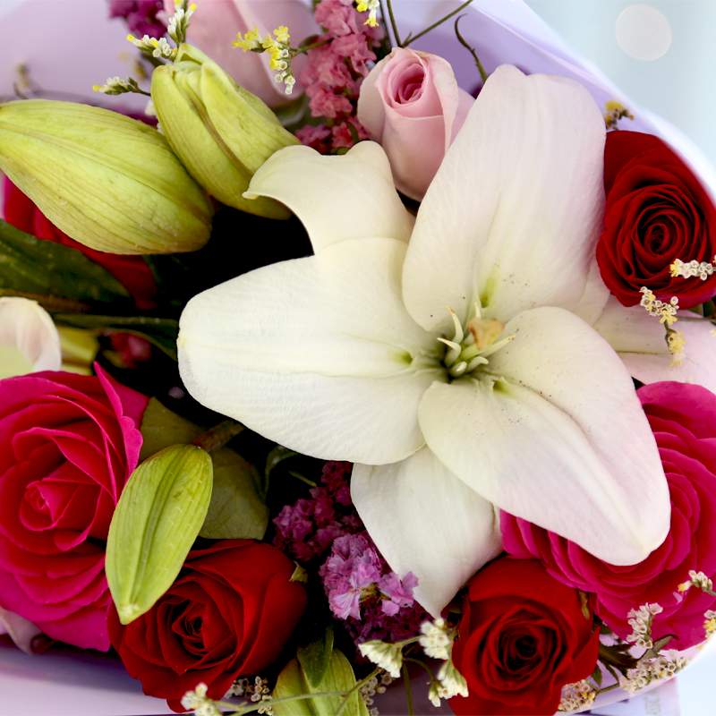 Happy Multicolor Bouquet | Roses & Lilies in 3 Sizes-3
