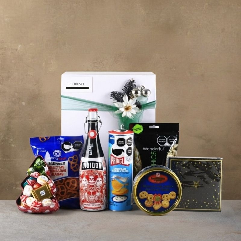 Christmas Gift Box with Vividor Spanish Red Wine Spritzer and Snacks