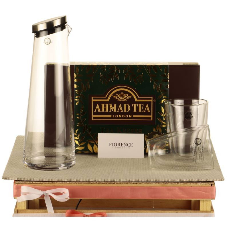 Ahmad Tea and Glass Pitcher with double walled glass Set - Giftbaskets México