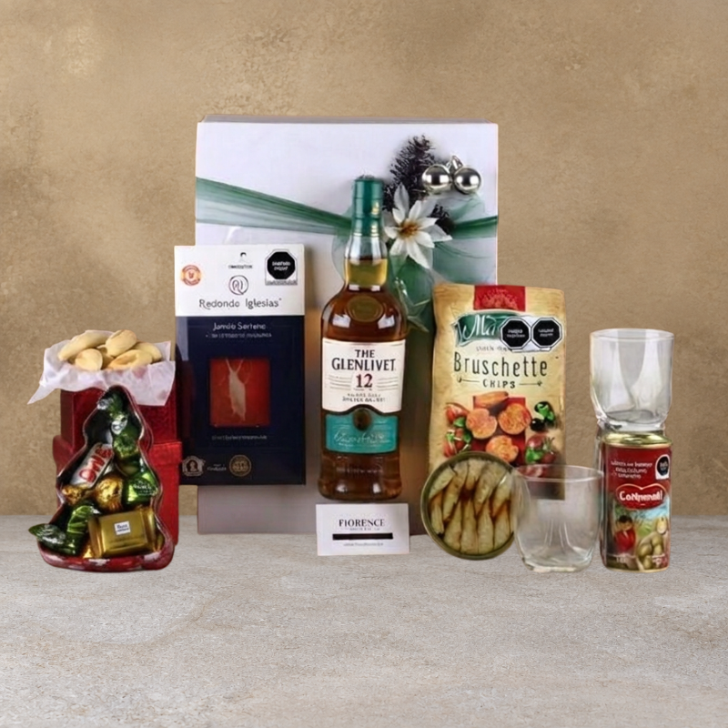 The Glenlivet 12 Christmas Gift Box – Serrano Ham, Sardines & Gourmet Snacks