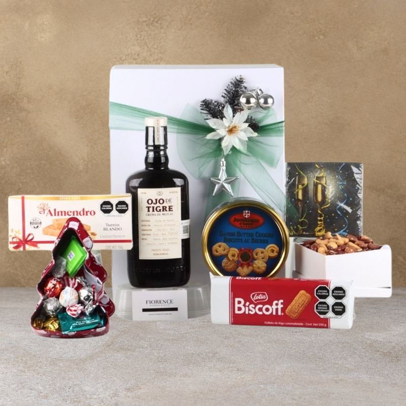 Luxury Christmas Box Mezcal Cream Ojo de Tigre with Sweet Selection and Mixed Walnuts-1